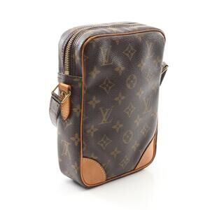 Louis Vuitton Monogram Leather Shoulder Bag Brown Canvas Danube